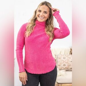 White Birch Mock Neck Long Sleeve Top, Size large